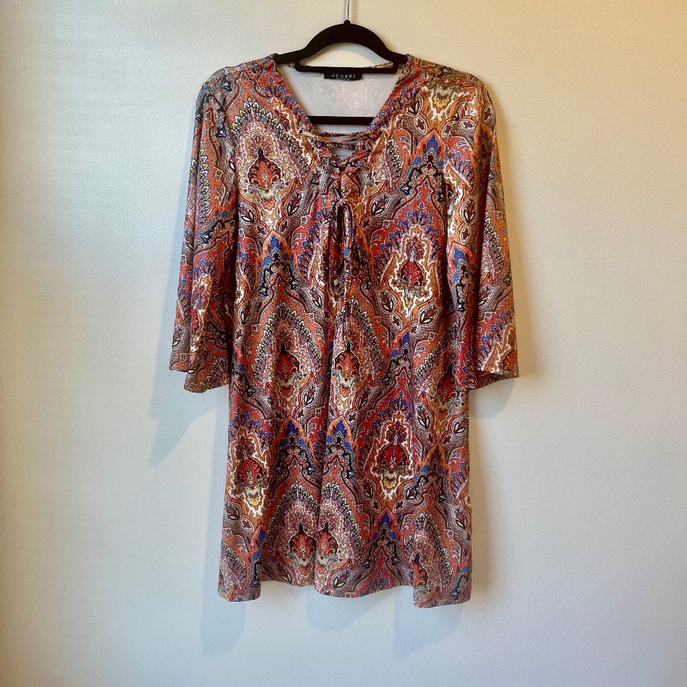 Jeuvre Long Kimono Sleeve Shift Dress